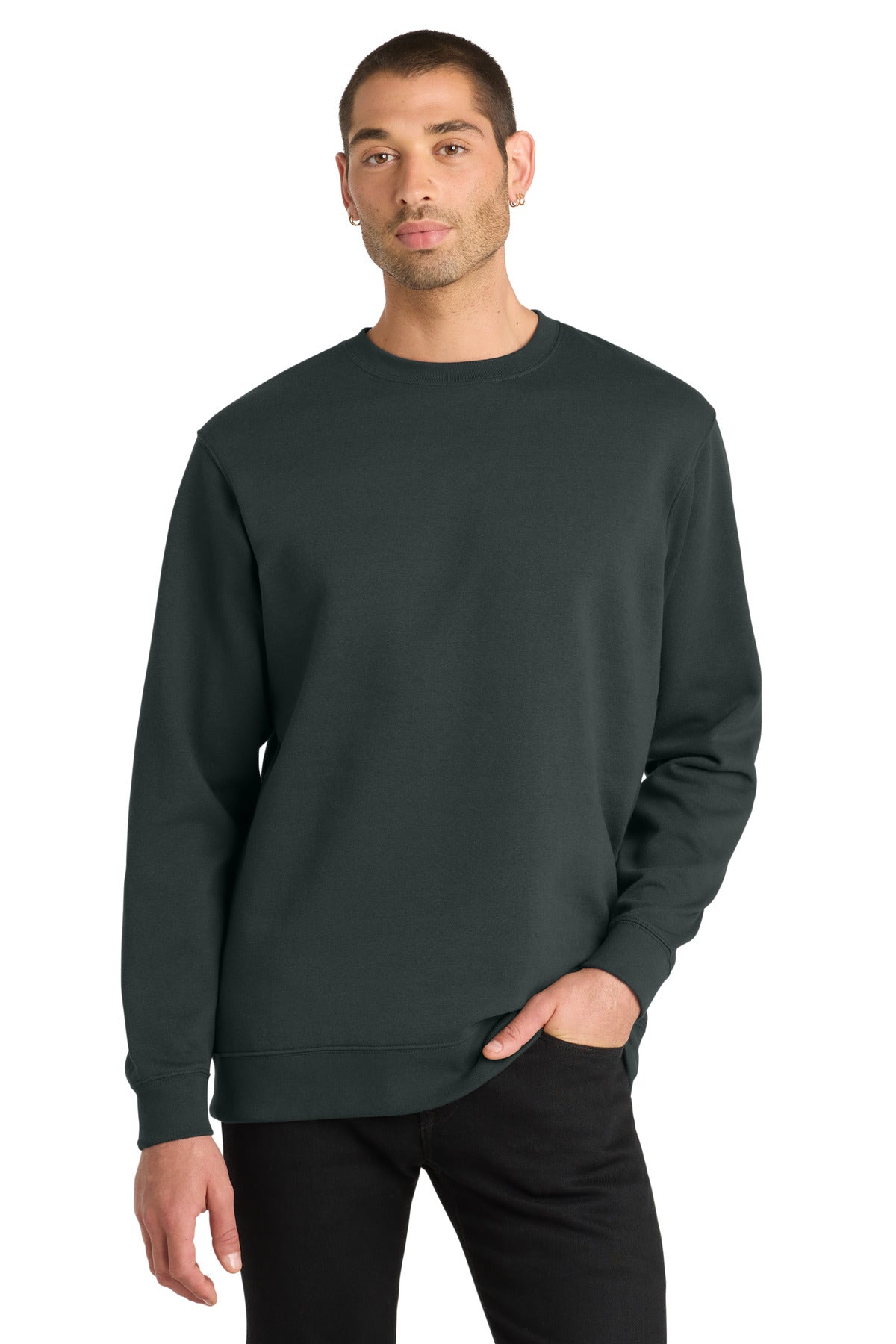 Front View of Charcoal District V.I.T. Fleece Crew DT6104