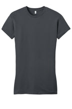 Front View of Charcoal District Women's Fitted Very Important Tee . DT6001