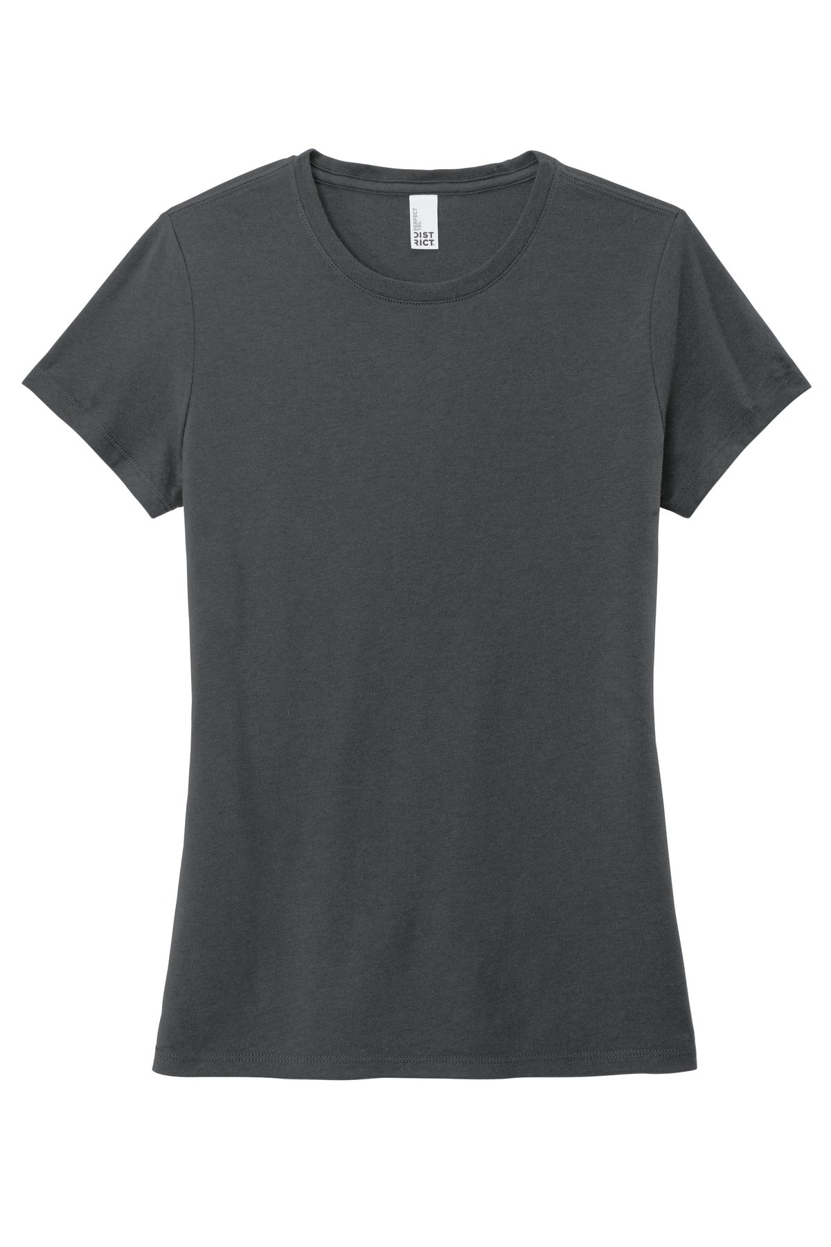 Front View of Charcoal District Women's Perfect Tri Tee. DM130L