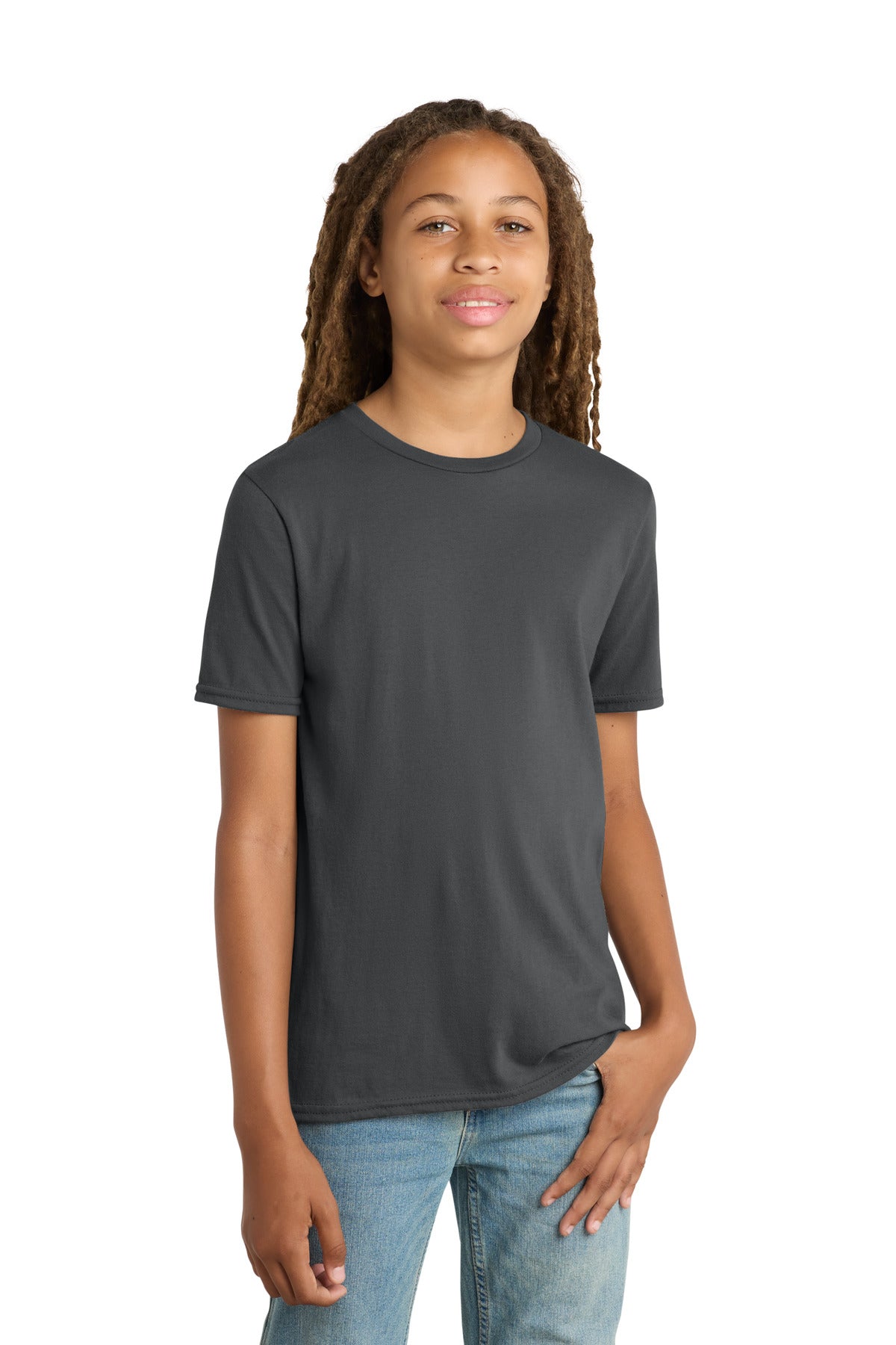 Front View of Charcoal District Youth Very Important Tee . DT6000Y