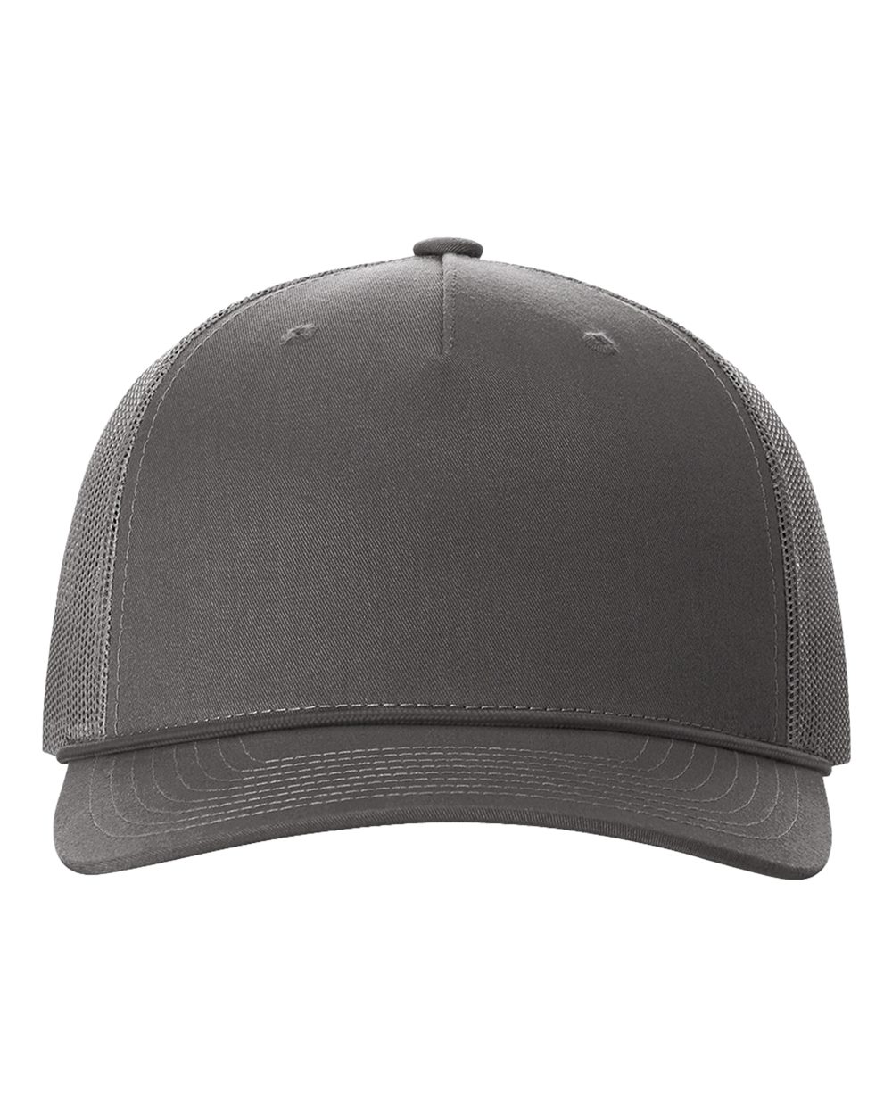 Front View of Charcoal Five-Panel Trucker with Rope Cap - 112FPR