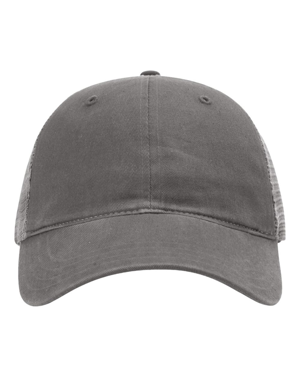 Front View of Charcoal Garment-Washed Trucker Cap - 111
