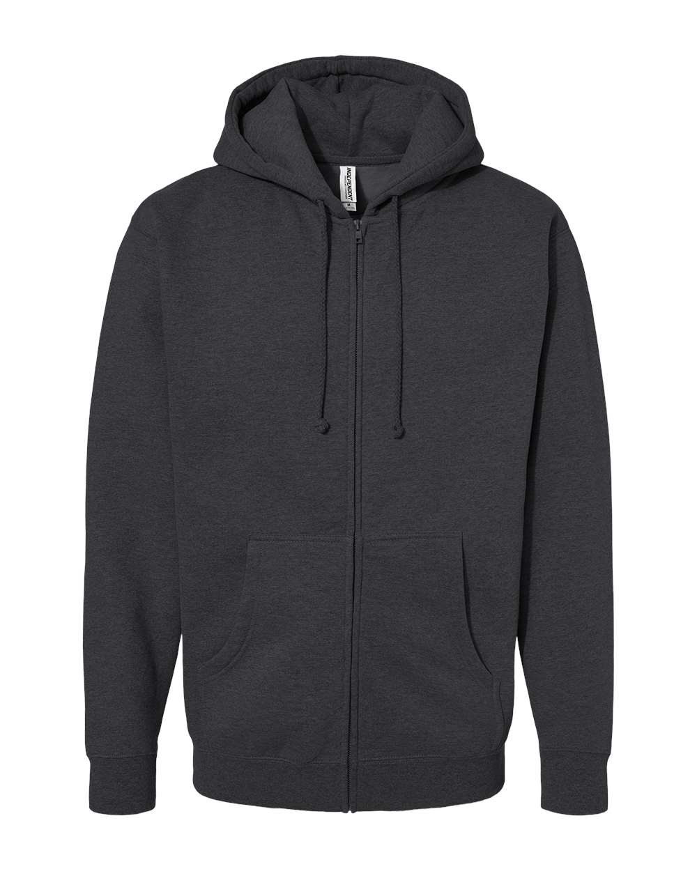 Front View of Charcoal Heather Heavyweight Full-Zip Hooded Sweatshirt - IND4000Z