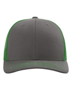 Front View of Charcoal/ Kelly Snapback Trucker Cap - 112