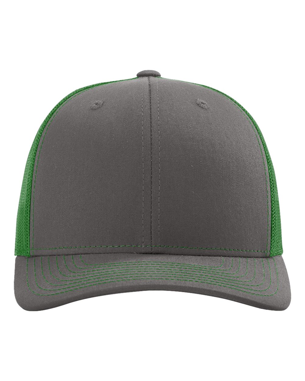 Front View of Charcoal/ Kelly Snapback Trucker Cap - 112
