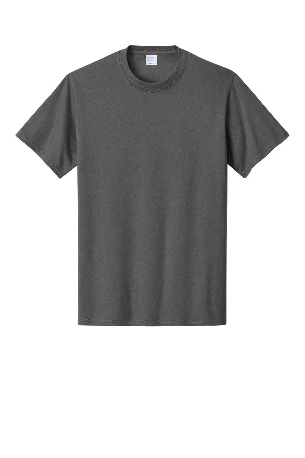 Front View of Charcoal Port & Co Core Cotton Tee. PC54