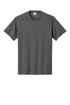 Front View of Charcoal Port & Co Core Cotton Tee. PC54