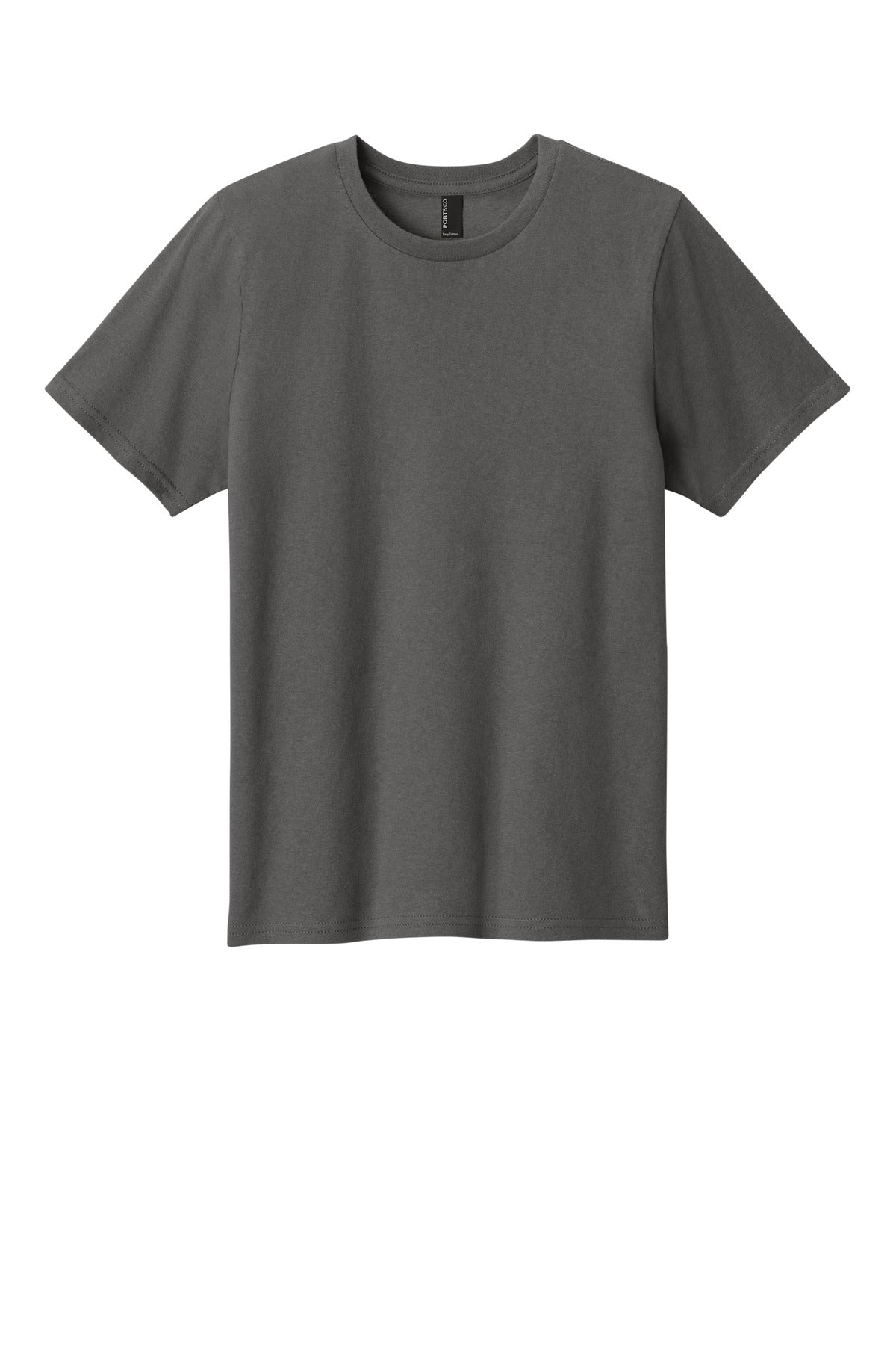 Front View of Charcoal Port & Co Youth Easy Cotton Tee PC43Y