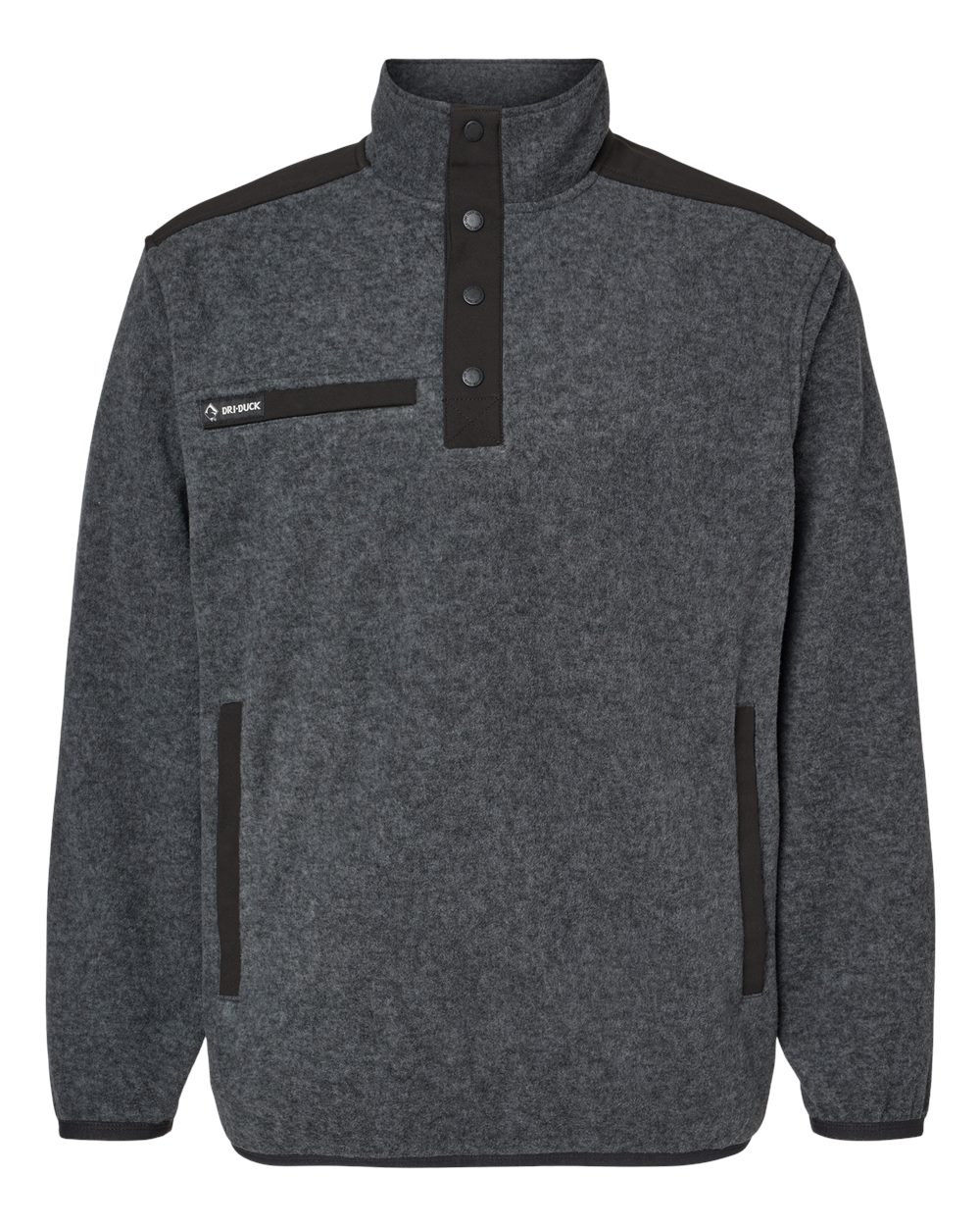 Front View of Charcoal Ranger Melange Fleece Pullover - 7353