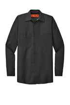 Front View of Charcoal. Red Kap Long Sleeve Industrial Work Shirt. SP14