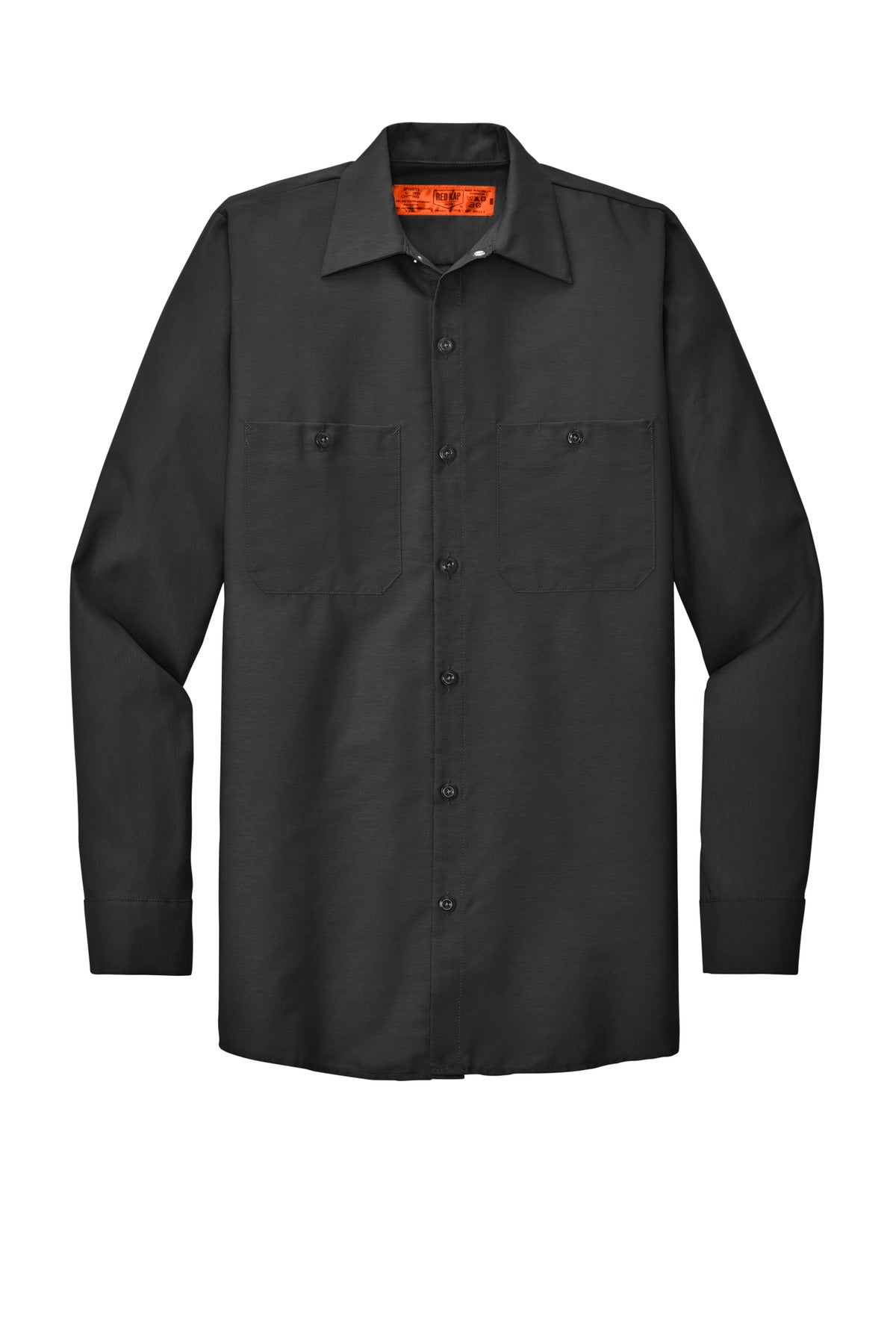 Front View of Charcoal. Red Kap Long Sleeve Industrial Work Shirt. SP14
