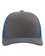 Front View of Charcoal/ Royal Snapback Trucker Cap - 112