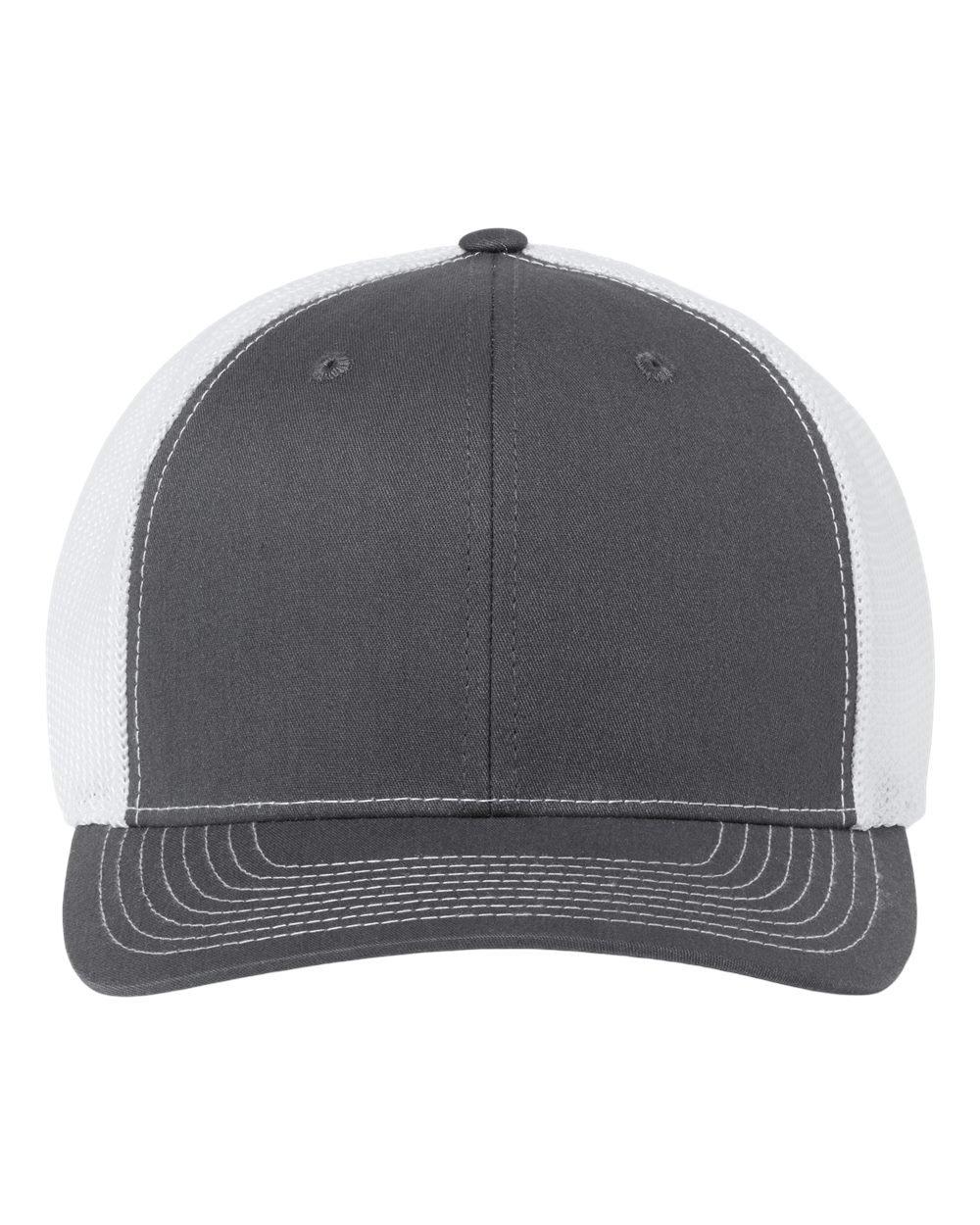 Front View of Charcoal/ White 112+ R-Flex Adjustable Trucker Cap - 112PL
