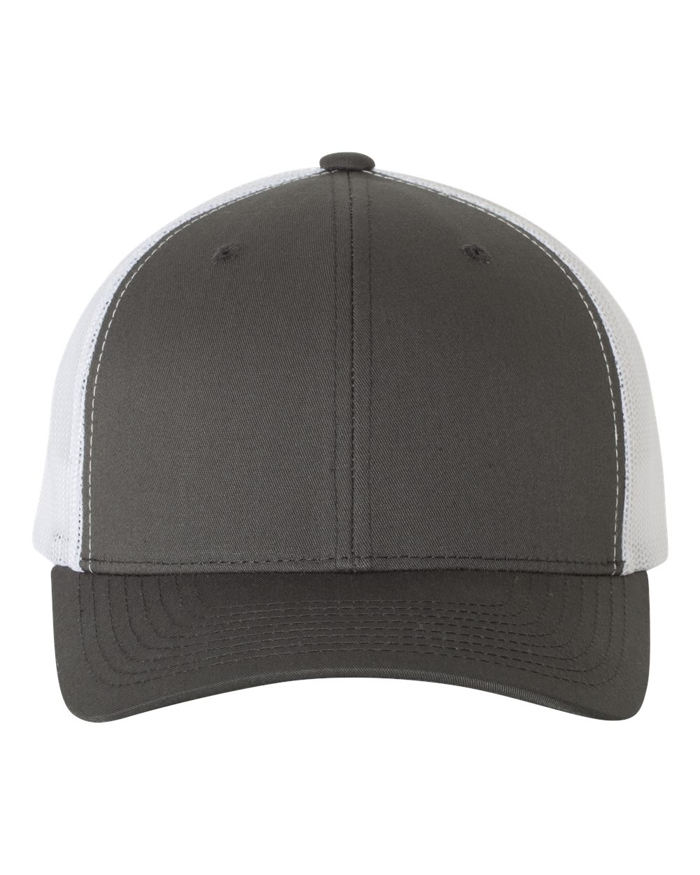 Front View of Charcoal/ White Retro Trucker Cap - 6606