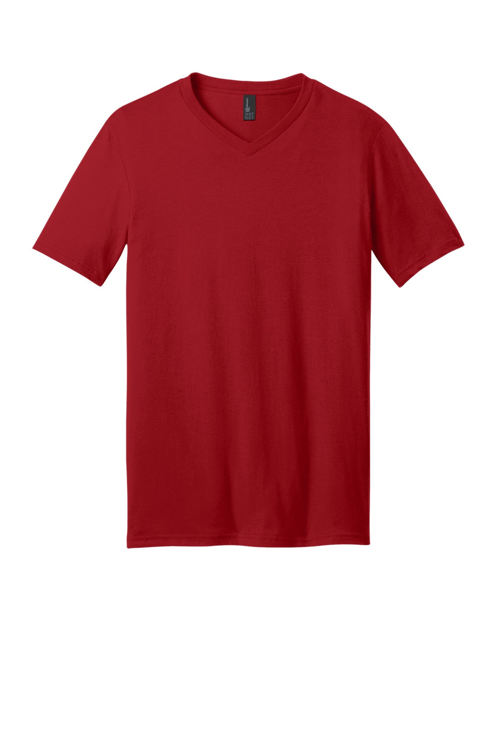 Front View of Classic Red District Very Important Tee V-Neck. DT6500