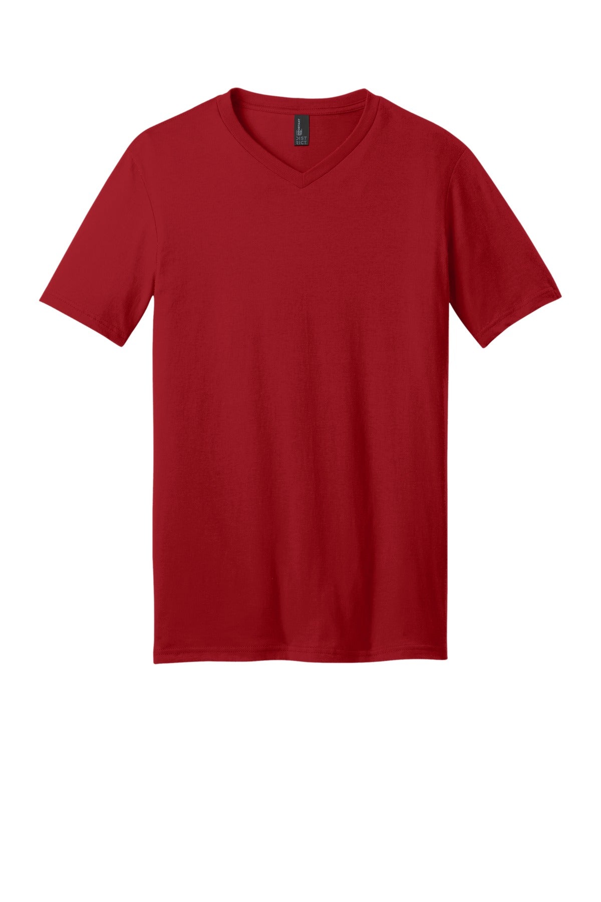 Front View of Classic Red District Very Important Tee V-Neck. DT6500
