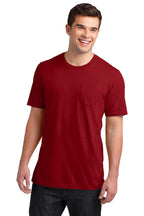 Front View of Classic Red District Very Important Tee with Pocket. DT6000P