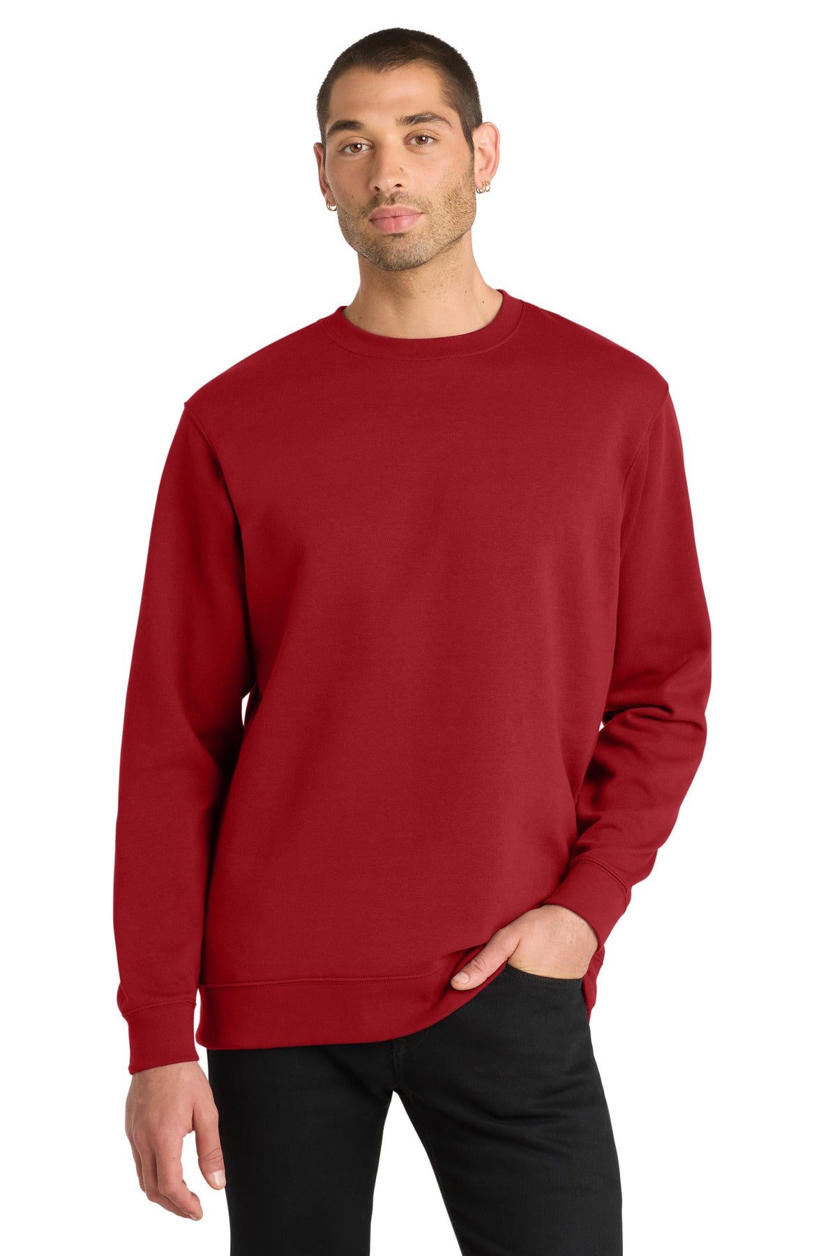 Front View of Classic Red District V.I.T. Fleece Crew DT6104