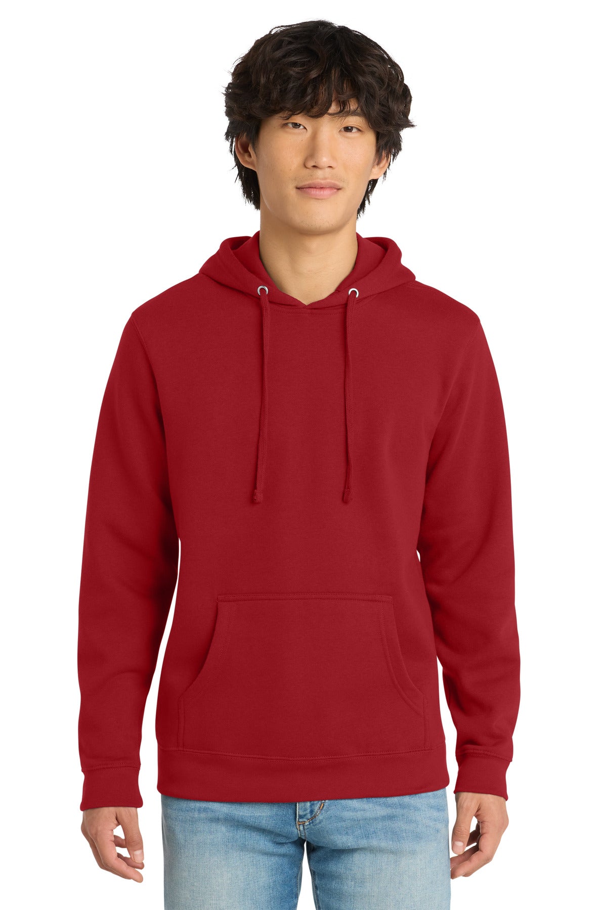 Front View of Classic Red District V.I.T. Fleece Hoodie DT6100