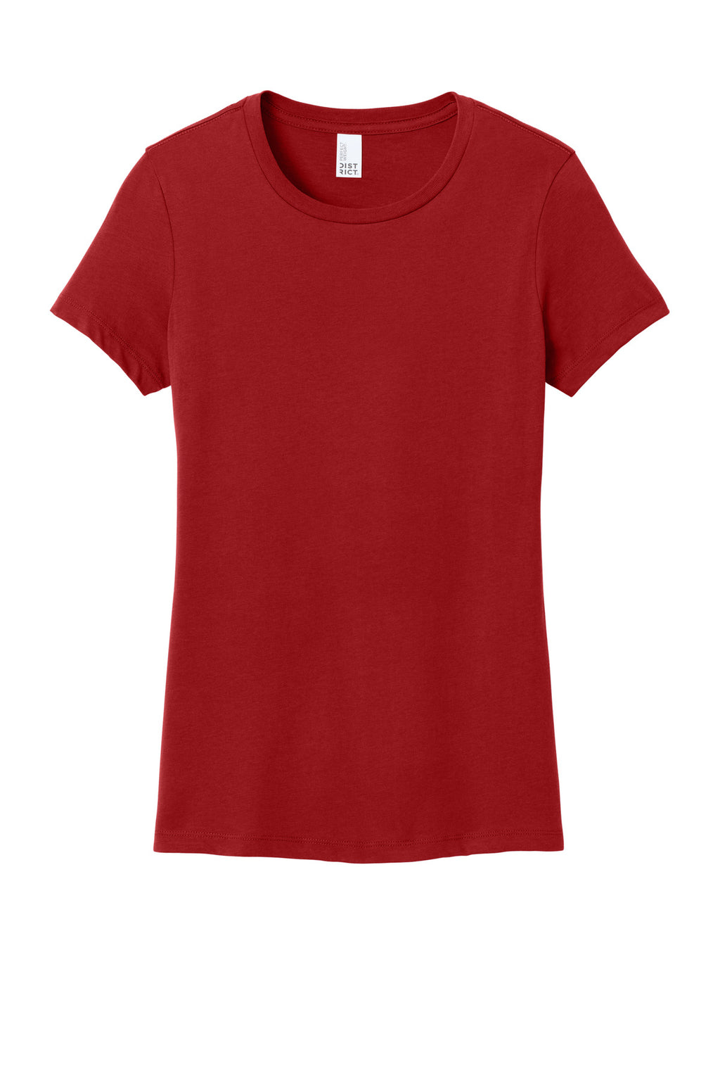 Front View of Classic Red District Women's Perfect Weight Tee. DM104L