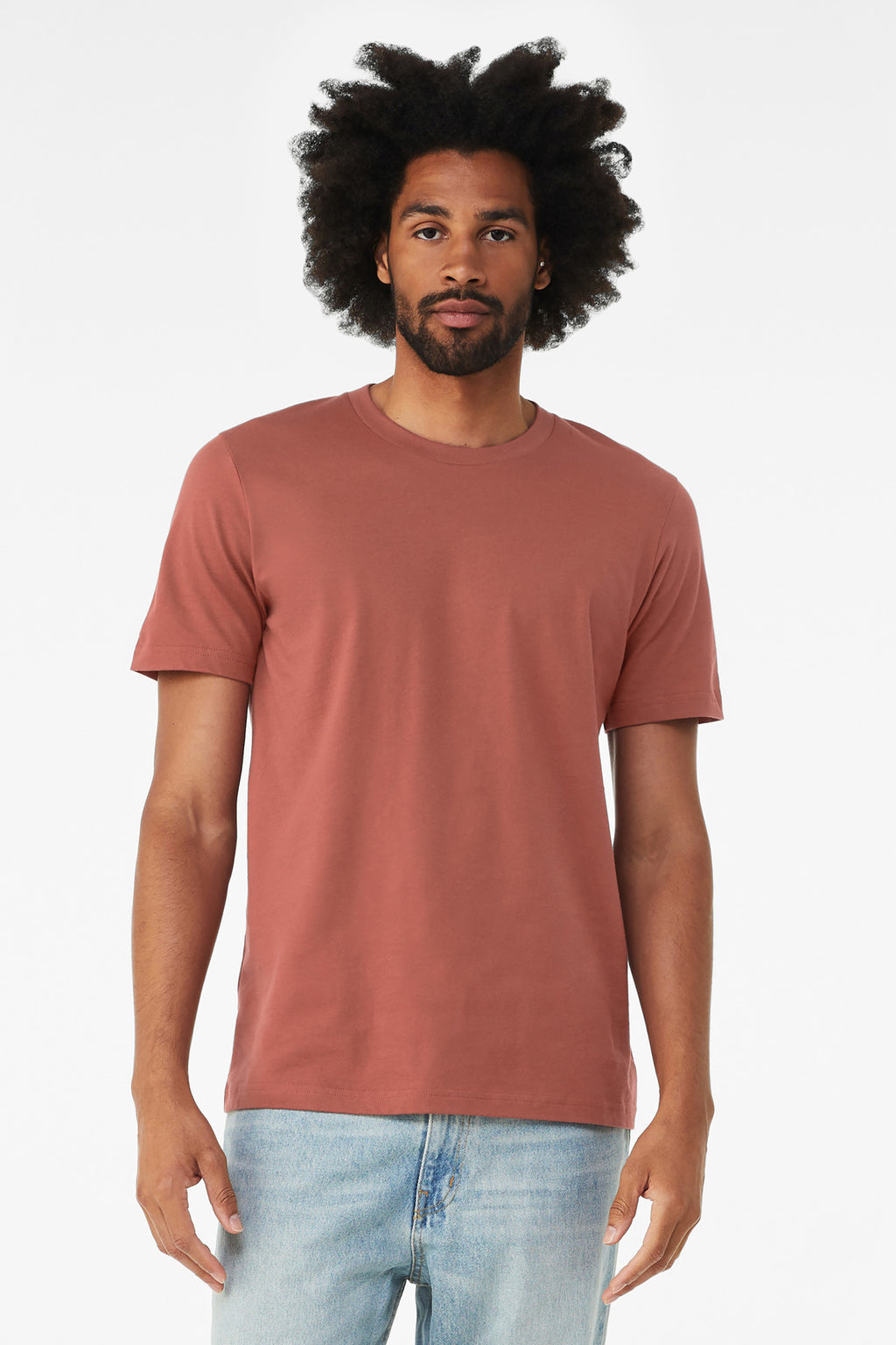 Front View of Clay BELLA+CANVAS Unisex Jersey Short Sleeve Tee. BC3001