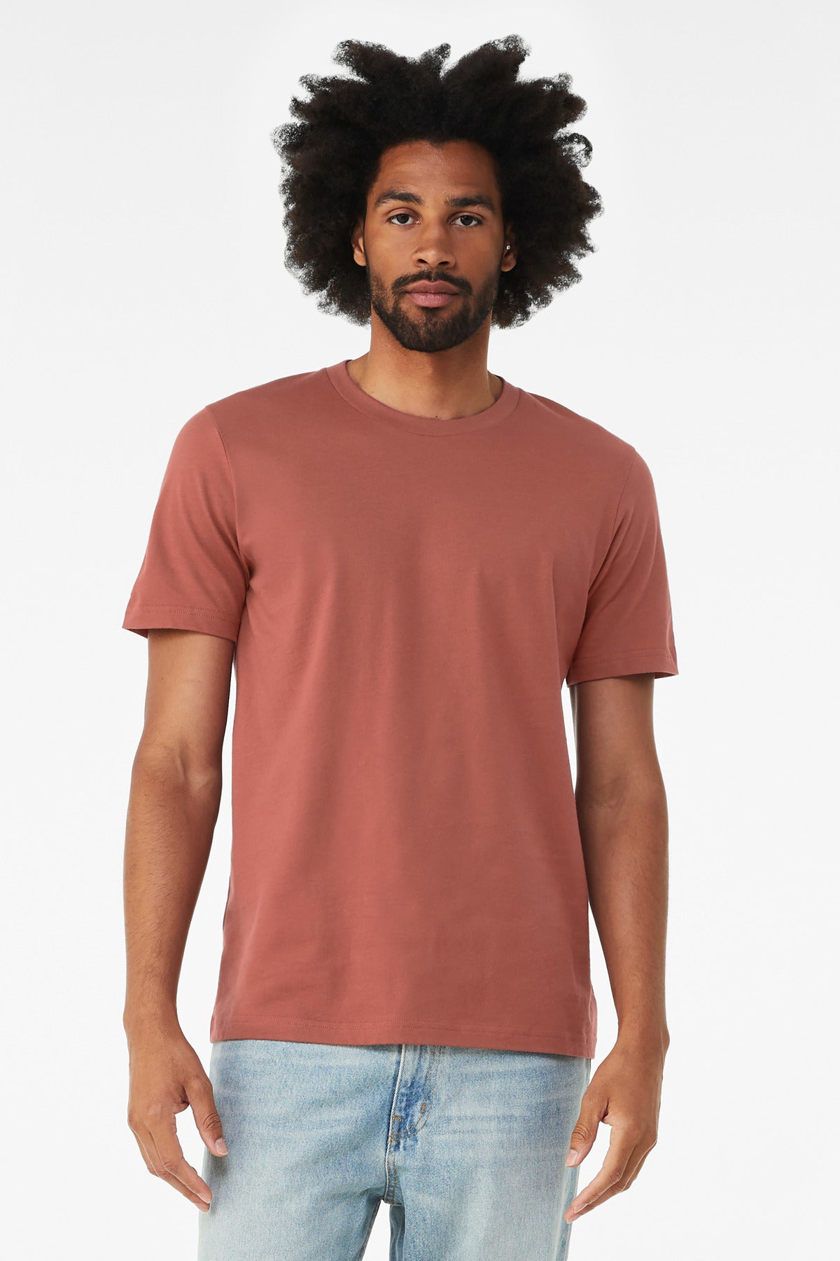 Front View of Clay BELLA+CANVAS Unisex Jersey Short Sleeve Tee. BC3001