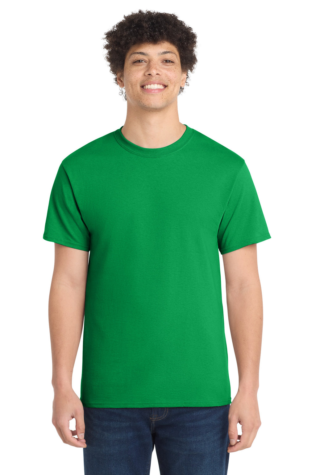 Front View of Clover Green Port & Co Core Cotton Tee. PC54
