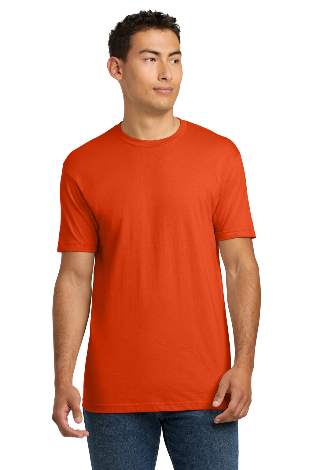 Front View of ClscOrange Next Level Apparel Adult Cotton Tee. NL3600