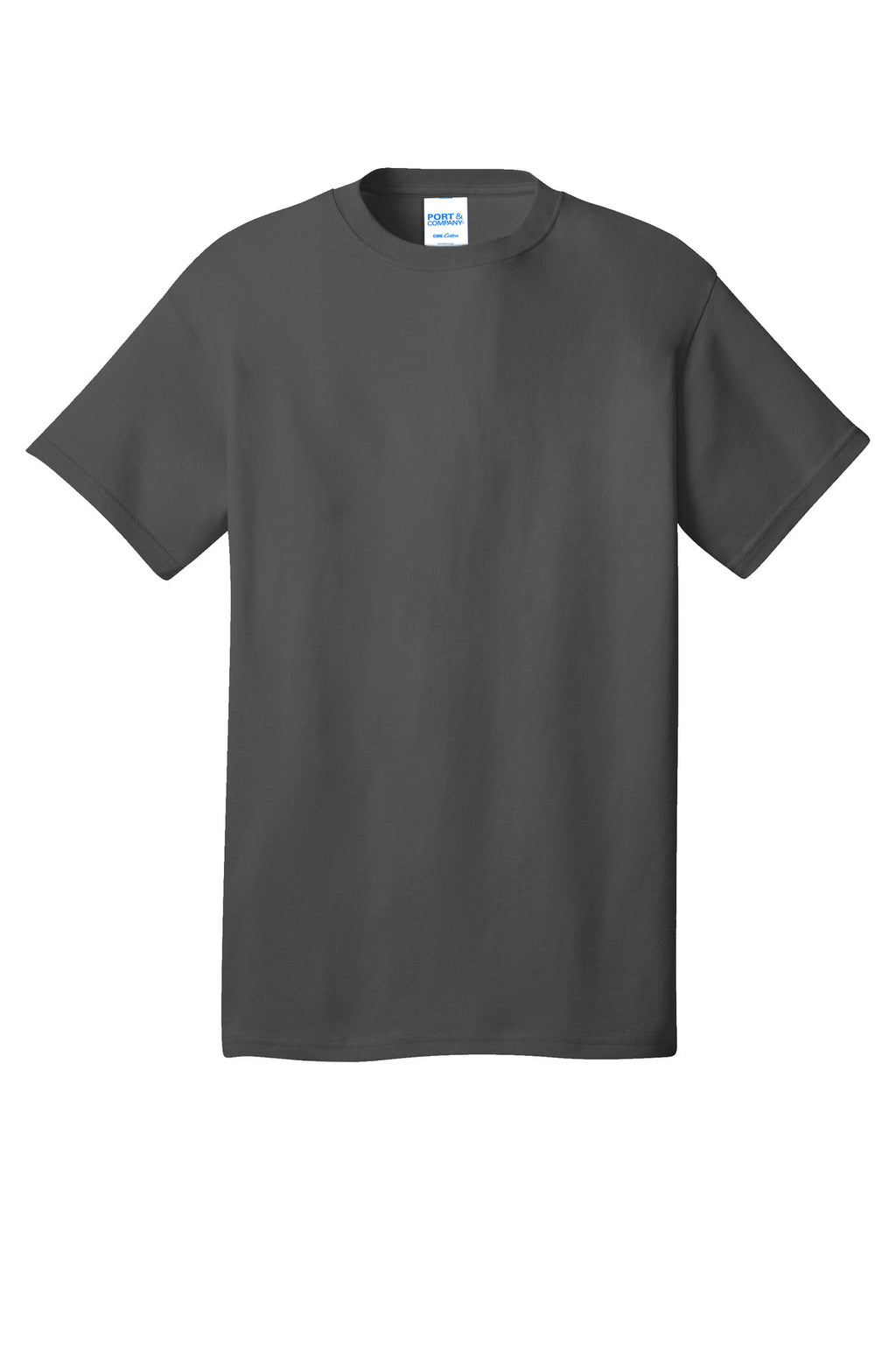 Front View of CoalGrey Port & Co Core Cotton Tee. PC54