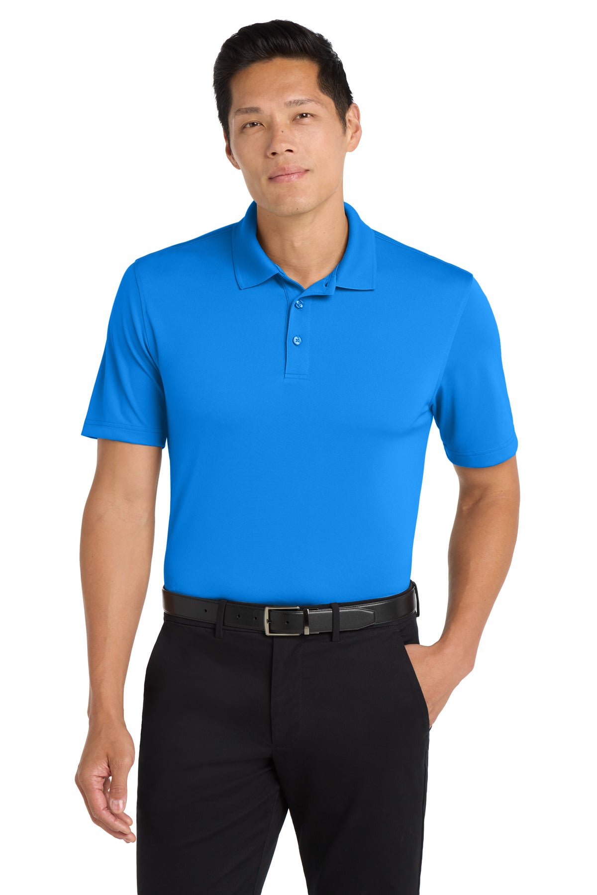 Front View of Coastal Blue Port Authority Dry Zone UV Micro-Mesh Polo. K110