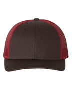 Front View of Coffee/ Claret Low Pro Trucker Cap - 115