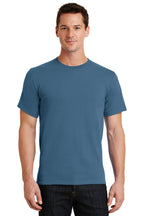 Front View of Colonial Blue Port & Co Essential Tee. PC61