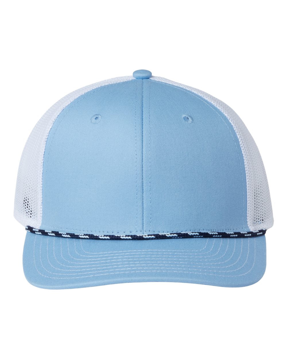 Front View of Columbia Blue/ White Everyday Rope Trucker Cap - GB452R