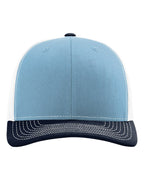 Front View of Columbia Blue/ White/ Navy Snapback Trucker Cap - 112