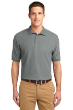 Front View of Cool Grey Port Authority Silk Touch Polo K500