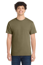Front View of Coyote Brown Port & Co Core Cotton Tee. PC54