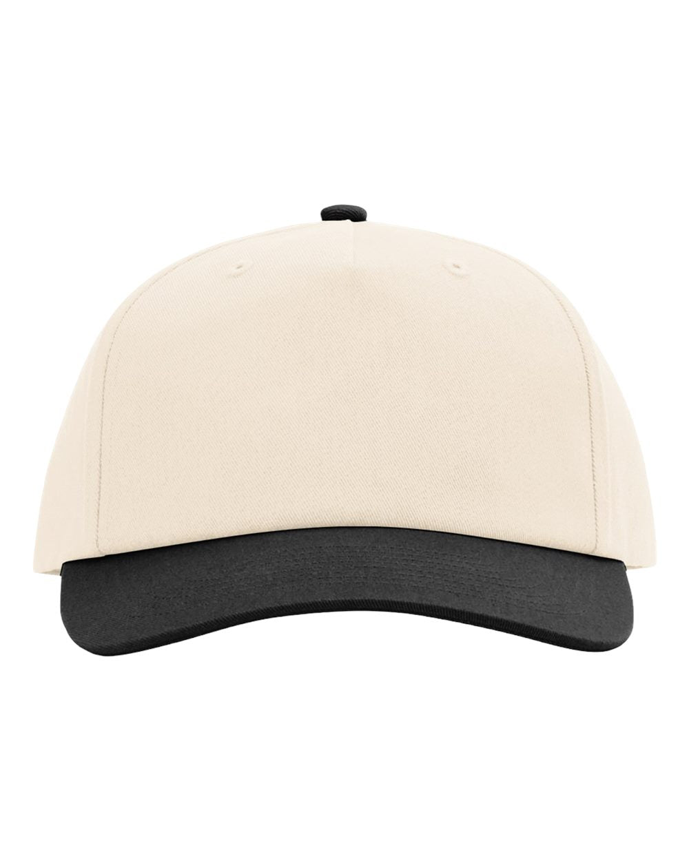 Front View of Cream/ Black Five-Panel Gramps Cap - 356