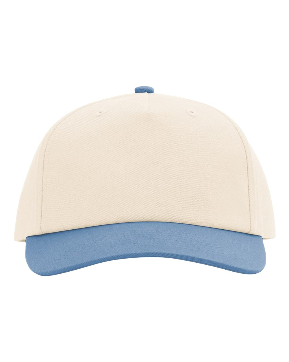 Front View of Cream/ Light Denim Five-Panel Gramps Cap - 356
