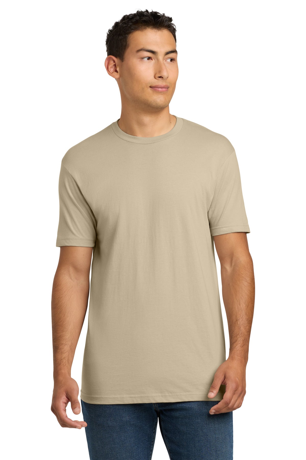 Front View of Cream Next Level Apparel Adult Cotton Tee. NL3600