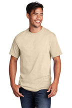 Front View of Creme Port & Co Core Cotton Tee. PC54