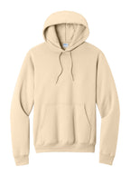 Front View of Creme Port & Co Core Fleece Pullover Hooded Sweatshirt. PC78H