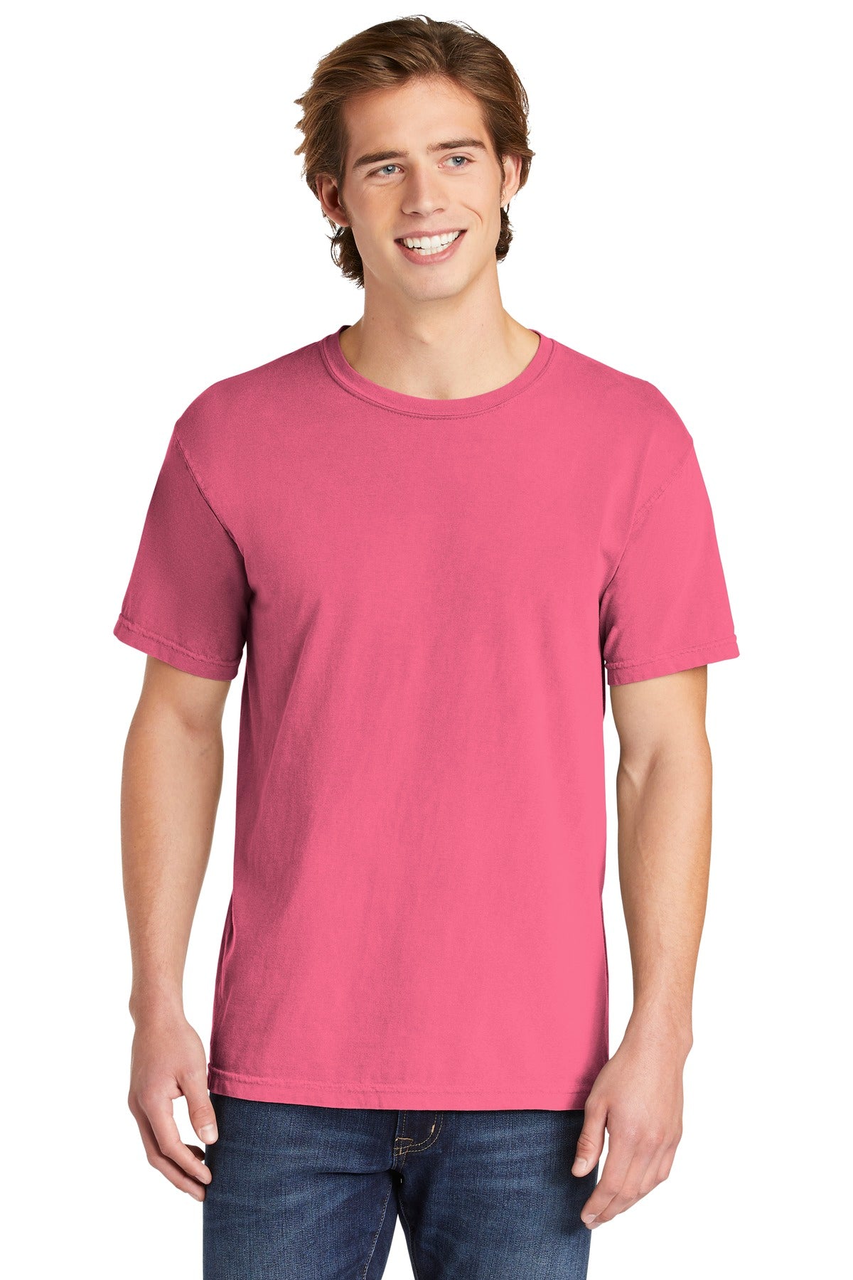 Front View of Crunchberry COMFORT COLORS Heavyweight Ring Spun Tee. 1717