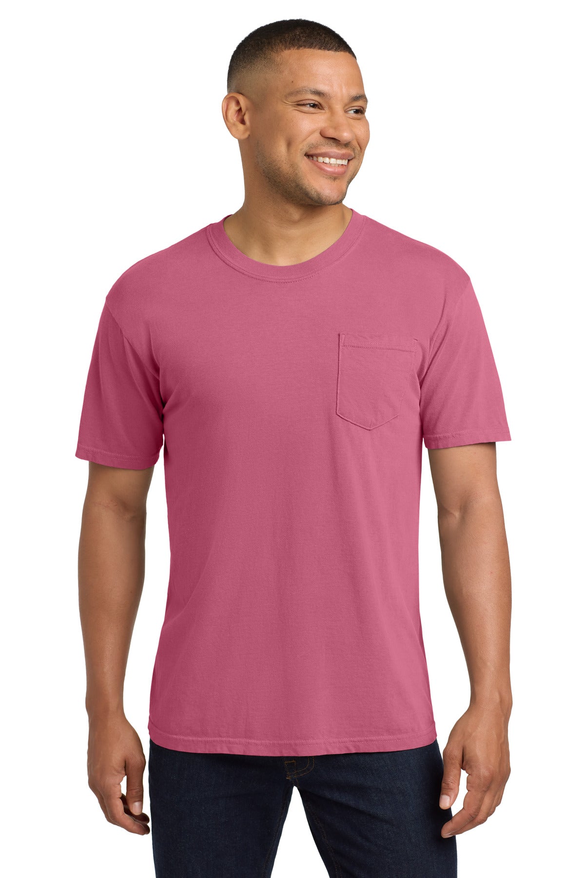 Front View of Crunchbrry COMFORT COLORS Heavyweight Ring Spun Pocket Tee. 6030