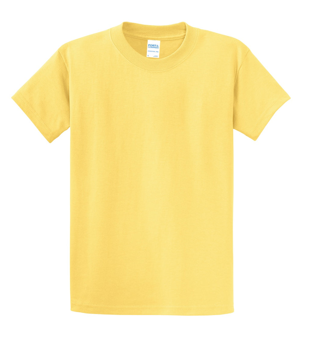 Front View of Dafodil Yellow Port & Co Essential Tee. PC61
