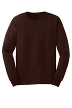Front View of Dark Chocolate Gildan - Ultra Cotton 100% US Cotton Long Sleeve T-Shirt. G2400