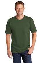 Front View of Dark Green CornerStone Workwear Pocket Tee CS430