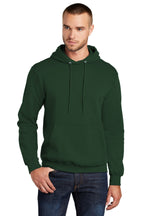 Front View of Dark Green Port & Co Core Fleece Pullover Hooded Sweatshirt. PC78H