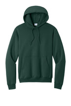 Front View of Dark Green Port & Co Core Fleece Pullover Hooded Sweatshirt. PC78H