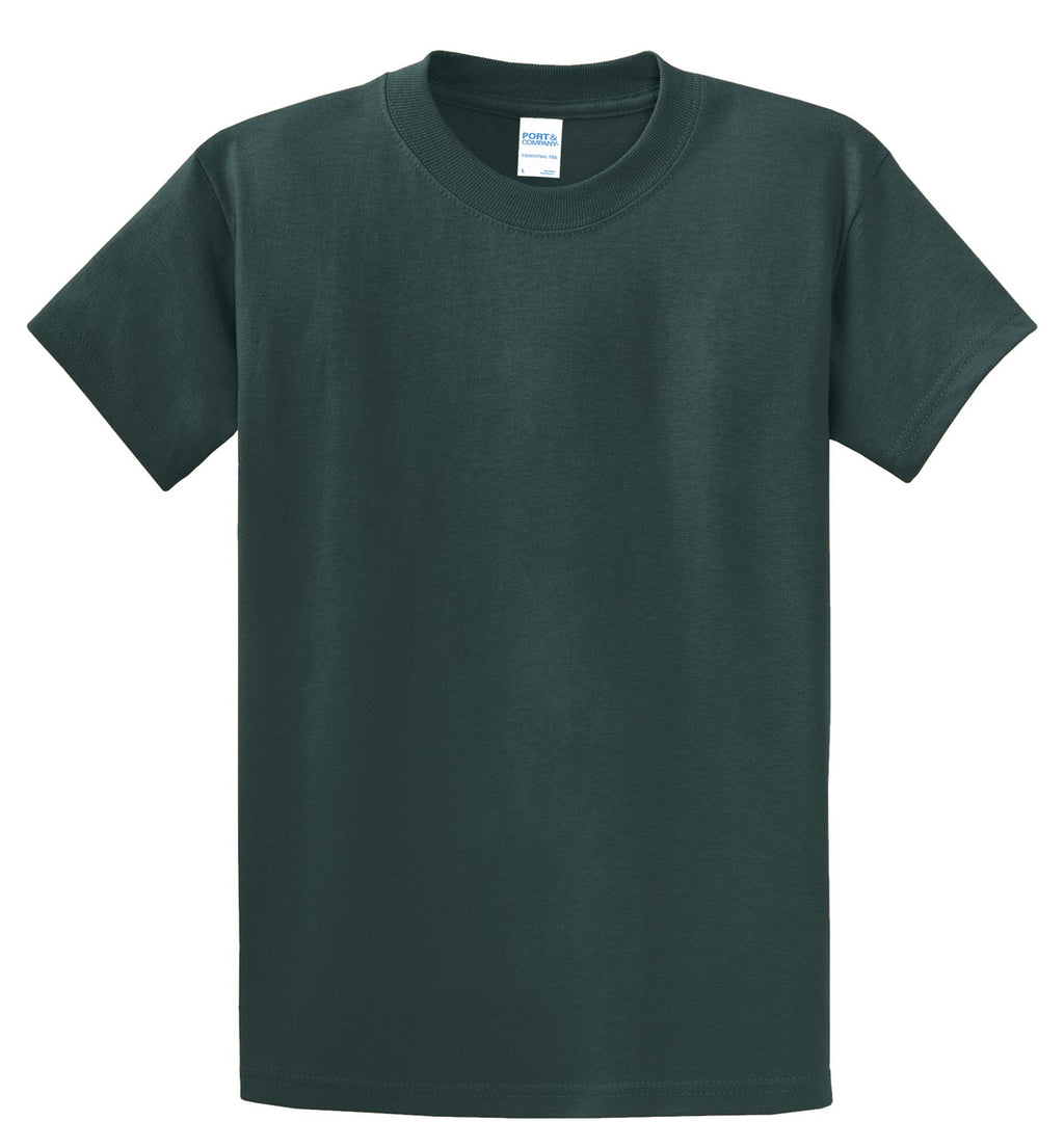 Front View of Dark Green Port & Co Essential Tee. PC61