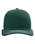 Front View of Dark Green/ White Snapback Trucker Cap - 112